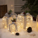 EAMBRITE 3PK LIGHT UP PRESENT BOXES SILVER GIFT BOXES,WARM WHITE LIGHTS - SILVER - Like New