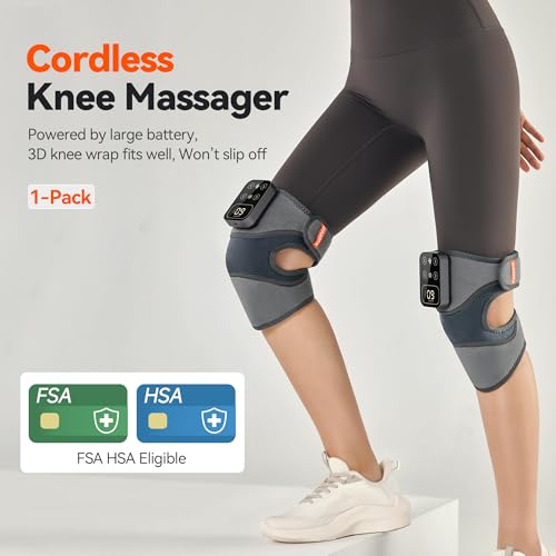 IKEEFIT Cordless Knee Massager, Heat Vibration, Pain Relief, KPF-KNEE09 - Gray - Like New