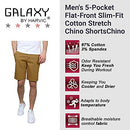 GALAXY MEN'S 5-POCKET FLAT-FRONT STRETCH TWILL SHORTS - SIZE: MEN 36 - TIMBER - Brand New