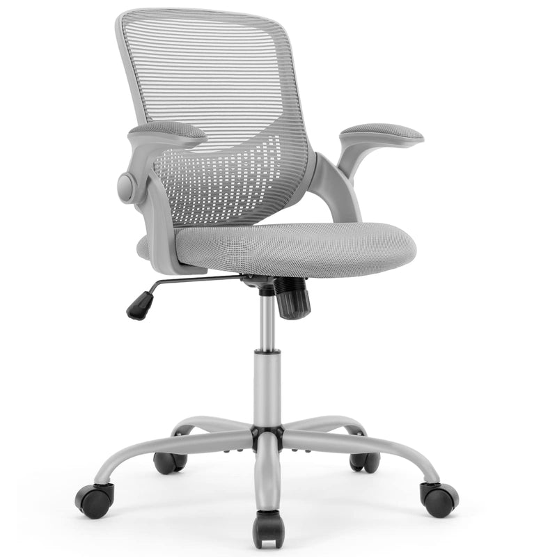 OLIXIS Wheels Ergonomic Home Office Flip-up Arms and Lumbar Support - Grey - Like New
