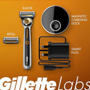 GILLETTELABS HEATED RAZOR STARTER KIT 1 HANDLE 2 BLADE REFILLS 1 DOCK - BLACK - Like New