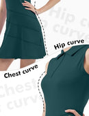 FKEEP WOMEN'S TENNIS GOLF DRESSES ZIPPER V-NECK SPORT ACTIVEWEAR-AQUA- S - Brand New