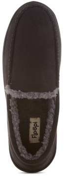 FLOOPI MEN’S CLASSIC MICROSUEDE MOCCASIN SLIPPER SIZE 9-10 - SIZE: MEN M - BLACK - Like New