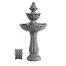XBrand 36.2" 2-Tier Solar Water Fountain Freestanding Bird Bath - Gray - Brand New