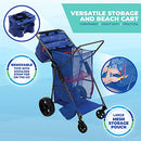 Rio Brands Wonder Wheeler Deluxe Beach Utility Foldable Cart Storage, Blue - Brand New
