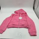 ARHSHINER GIRLS ZIP UP CROPPED LONG SLEEVES HOODIES - SIZE: 6-7 - PINK - Brand New