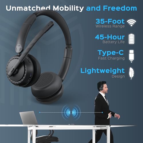 TREBLAB C7-Pro Wireless Bluetooth Headset 45H Playtime Bluetooth 5.3 40mm - Brand New