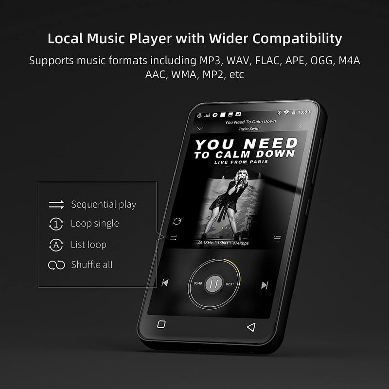 INNIOASIS G1 MP3 Player with Bluetooth, WiFi, 4" Full Touch Screen - BLACK - Like New