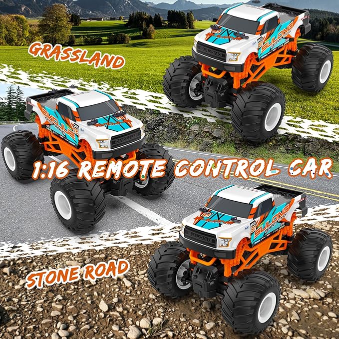 Kidcia 1:16 Scale RC Monster Truck 2.4GHz All Terrain Car - Orange - Like New