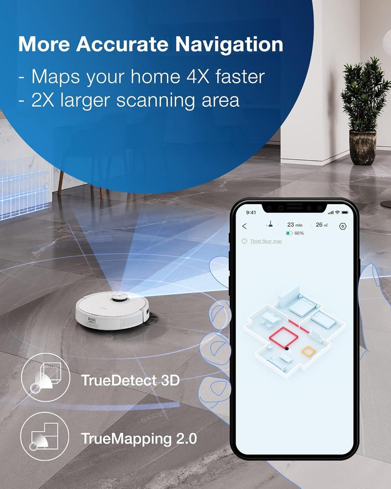 ECOVACS DEEBOT TEO+ Robot Vacuum and Mop Combo with Auto-Empty Station - WHITE - Brand New