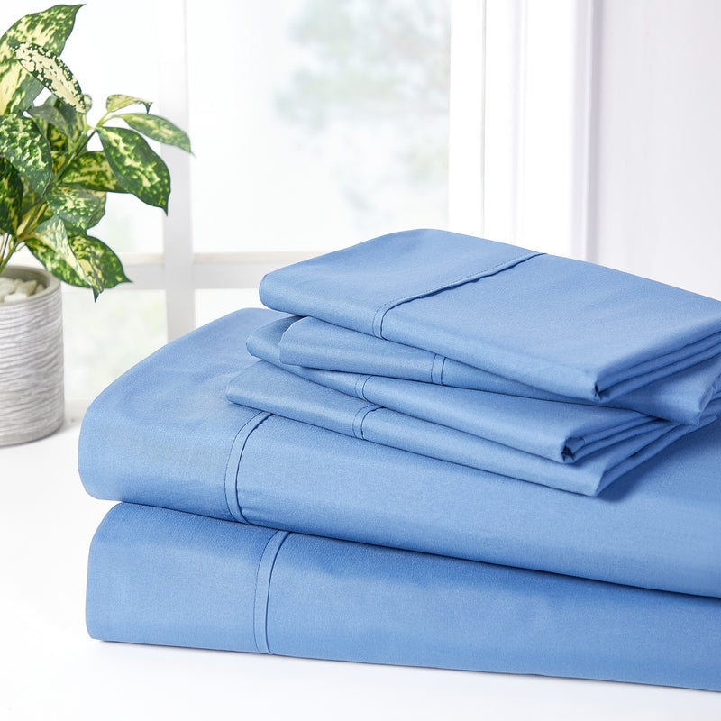 BIBB HOME 2000 COUNT 6-PIECE RAYON FROM BAMBOO SHEET SET - TWIN XL - OCEAN BLUE - Brand New