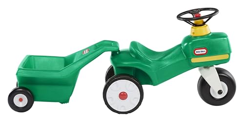 LITTLE TIKES TRACTOR & CART, FOOT-TO-FLOOR RIDE-ON, 1-5 YEARS - GREEN - Like New