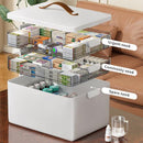 CTIME 3-Tier Medicine Organizer Portable Medicine Cabinet Leather Handle - White - Like New