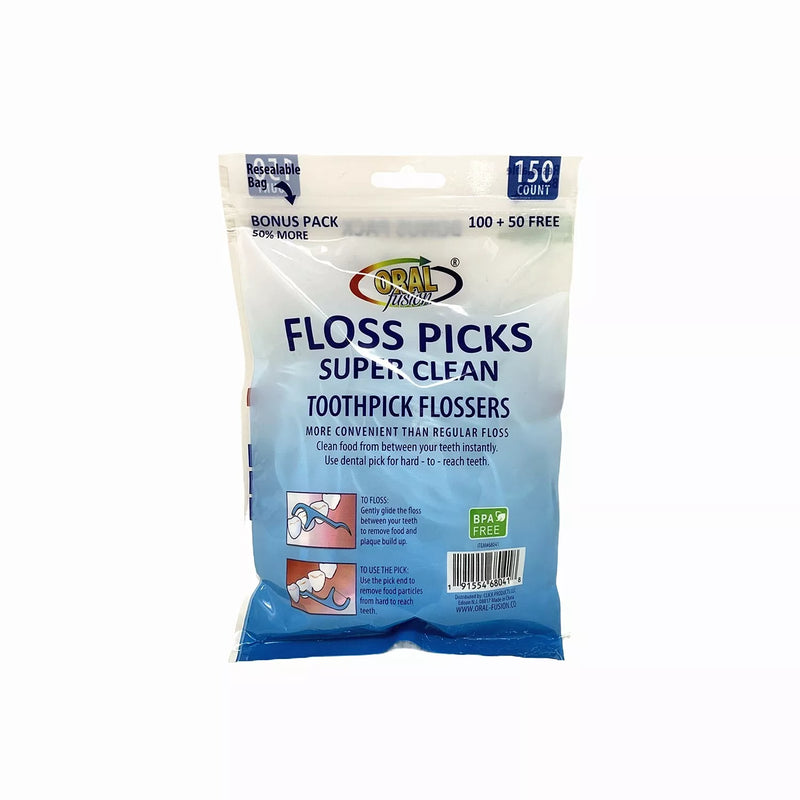 ORAL FUSION DENTAL FLOSS TOOTH CLEANING PICK MINT 150 EACH PACK SINGLE PACK - Brand New