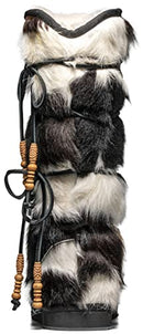 AU&MU AUMU Women Sheepskin Fur Wooden Bead String Stylish Winter Snow Boots 11 - Like New