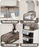 ANYASK 2-TIER SLIM BATHROOM STORAGE CABINET - WHITE/TRANSPARENT GRAY - Like New