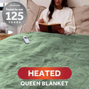 Sage Green Color Sunbeam Royal Ultra Fleece Heated Electric Blanket - Like New