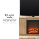 WALKER EDISON CHLOE REEDED TV STAND WITH FIREPLACE 75" 70" WECHL22704CO1 - Oak - Brand New