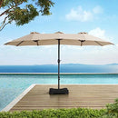 Sunjoy Triple Canopy Umbrella with Base, 178.74in L x 104.72in W x 96.46in H - Like New