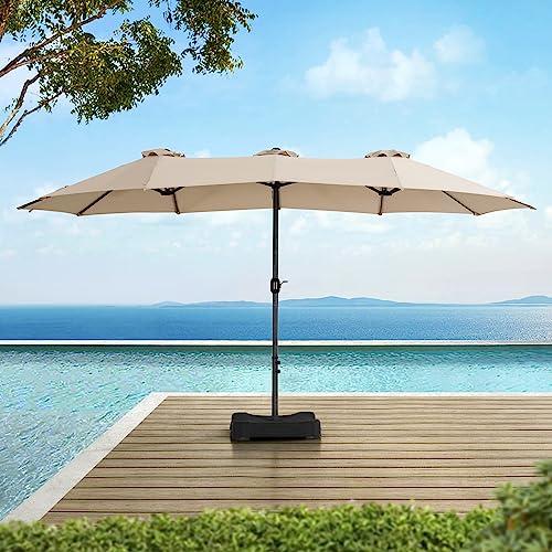 Sunjoy Triple Canopy Umbrella with Base, 178.74in L x 104.72in W x 96.46in H - Like New