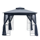 CLOUD MOUNTAIN GARDEN GAZEBO POLYESTER 10' X 10' WITH MESH CURTAIN - DARK GRAY - Like New