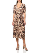 HALSTON WOMEN'S SLEEVELESS V-NECK PRINTED JERSEY - SIZE: 10 - NEUTRAL LEOPARD - Brand New