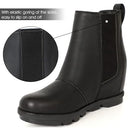 ATHLEFIT WOMEN'S WEDGE BOOTS COMFORTABLE ANKLE WEDGE BOOTIES BLACK SIZE 7 - Like New