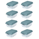 Hefty 18 Quart Hi-Rise Storage Bin Stackable Plastic Container 8-Pack Smoke Blue - Like New