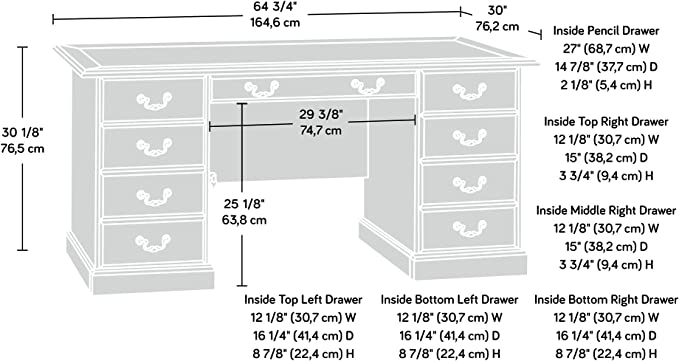 Sauder Heritage Hill Executive Desk Classic Cherry Finish 402159-01 - Like New