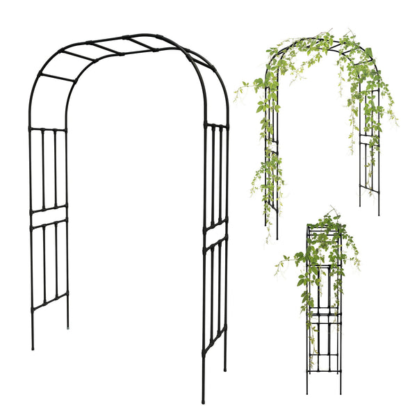 OLLE GARDENS ARCH 95" HIGH X 59" WIDE METAL ARCH TRELLIS - BLACK - Like New