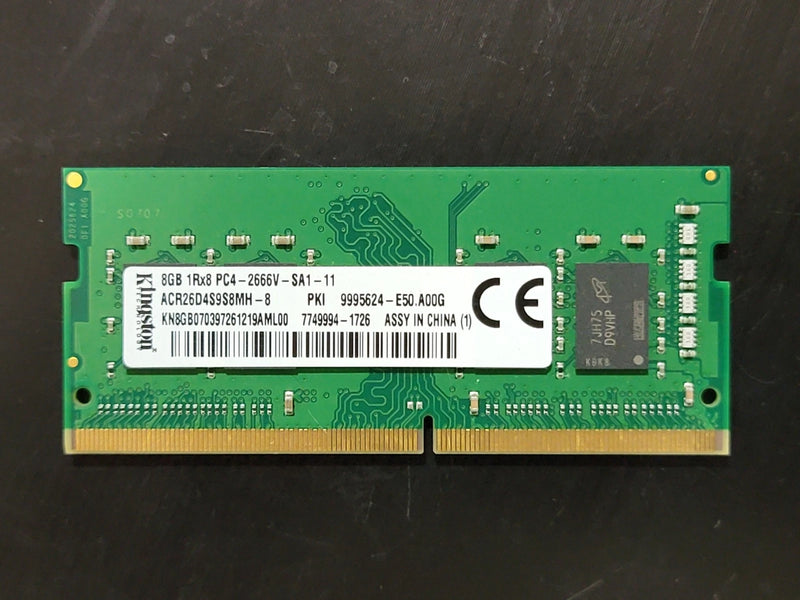 KINGSTON 8GB DDR4 1RX8 PC4-2666-SA1-11 LAPTOP RAM MEMORY - GREEN - Lik ...