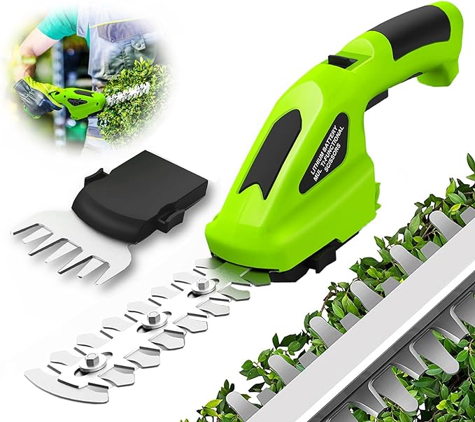 Sixseyaa Cordless Grass Shear Mini Hedge Trimmer 2000mAh 7.2V - Green - Like New