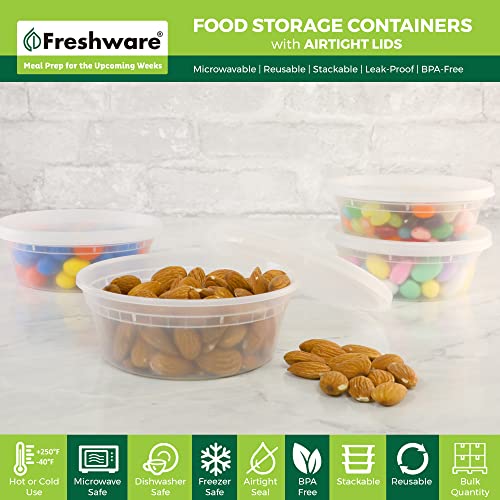 Freshware Food Storage Containers [240 Set] 8 oz Plastic Deli Containers Lids - Like New