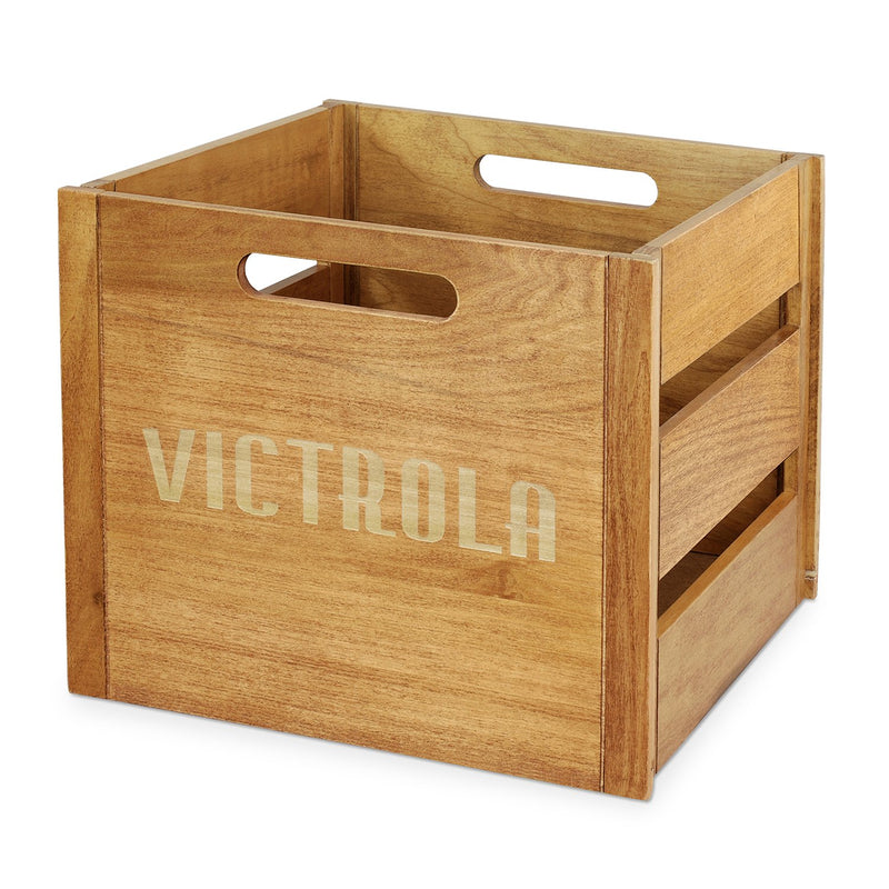 VICTROLA WOODEN CRATE - TABLE TOP ALBUM HOLDER AND ORGANIZER, VA-20 - WOOD Like New