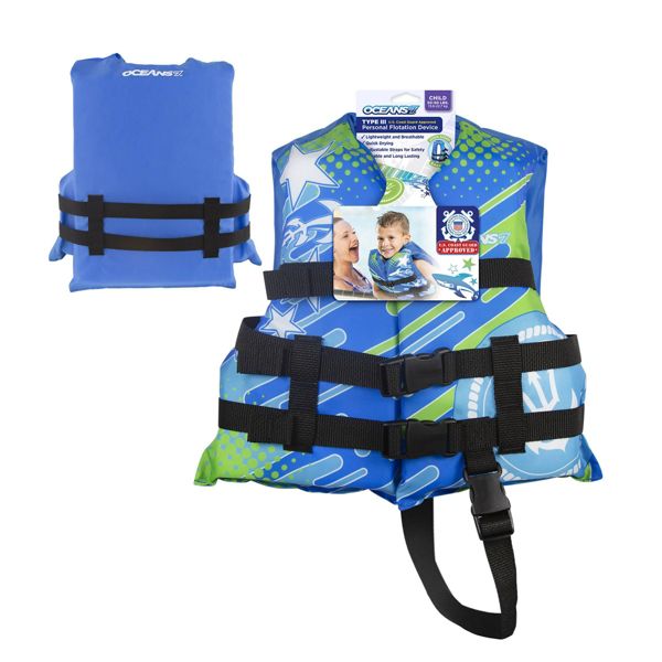 AQUA LEISURE US COAST GUARD APPROVED KIDS' LIFE JACKET VEST - BLUE - Brand New