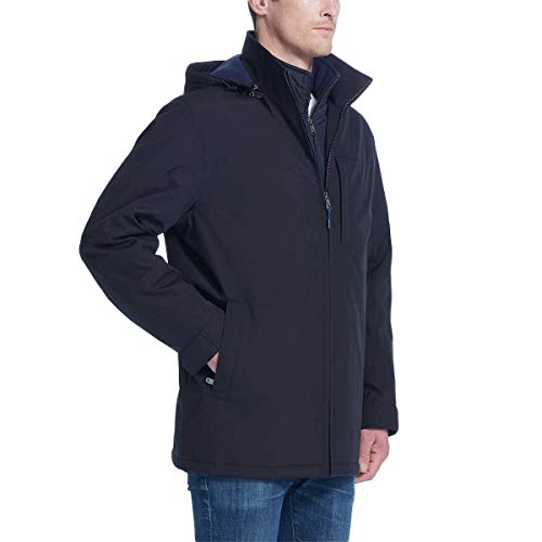Weatherproof Men's Fleece, Bib, Removable Hood 1311004 Black/Blue M - Brand New