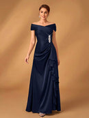 SHEIN SERIN SUMMER ELEGANT GORGEOUS ROMANTIC SATIN DRESS - SIZE: XL - DARK BLUE - Like New