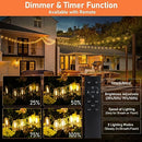 BOSCEOS 50FT SOLAR STRING LIGHTS DIMMABLE PATIO LIGHTS W REMOTE TIMER - BLACK - Like New