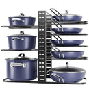 ORDORA POTS AND PANS ORGANIZER UNDER CABINET 14.55 HEIGHT Adjust, 8-TIER - BLACK - Like New