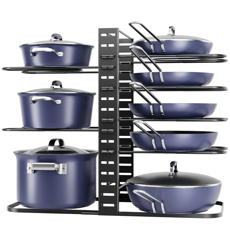 ORDORA POTS AND PANS ORGANIZER UNDER CABINET 14.55 HEIGHT Adjust, 8-TIER - BLACK - Like New