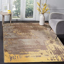 MOTINI Abstract Area Rug 5x7 Brown Gold Grey Yellow Geometric Distressed - Brand New