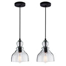 LANROS Farmhouse Kitchen Pendant Lighting Handblown Clear Seeded Glass 2 Pack - Brand New