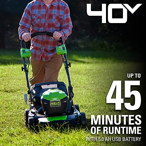 Greenworks 40V 21" Brushless Cordless Self-Propelled Lawn Mower 5.0Ah Battery - Like New