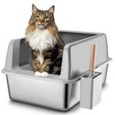 FLARUZIY STAINLESS STEEL LITTER BOX WITH LID XL EXTRA LARGE CAT LITTER BOX - Like New