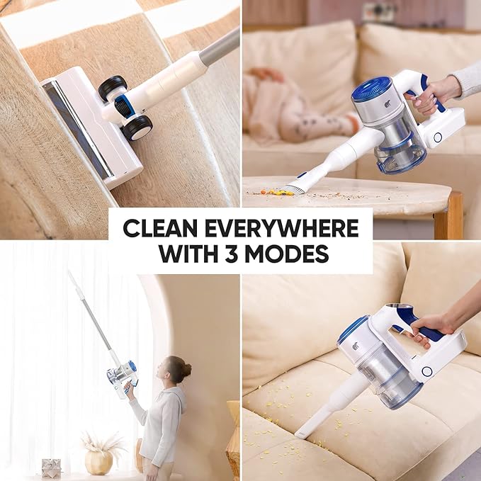 SHUNZAO S9 Cordless Vacuum Cleaner 320W Powerful Stick Vacuum - White, Blue Like New