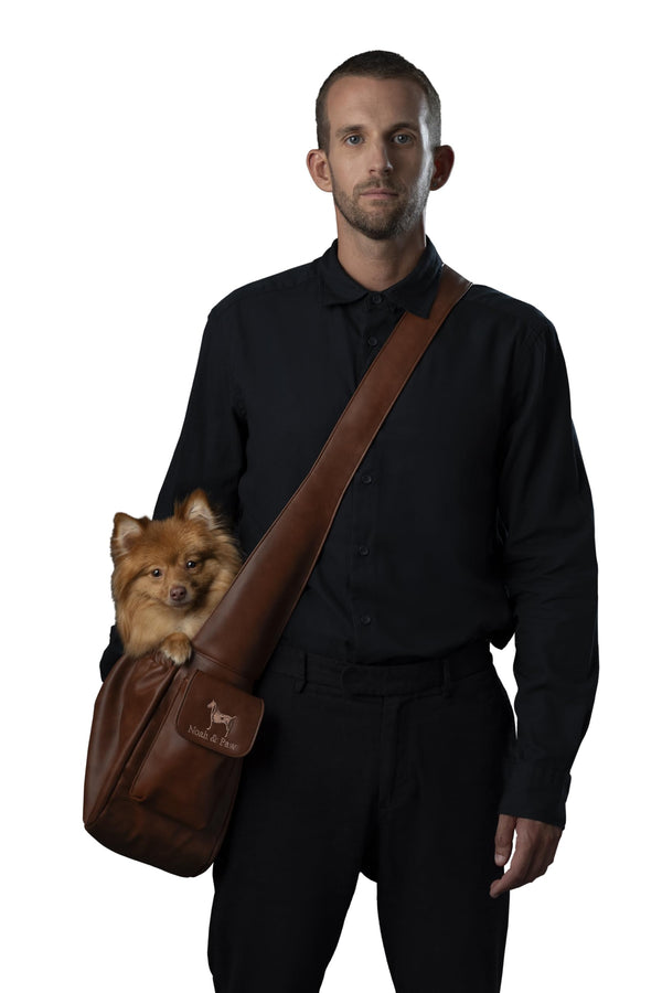 NOAH & PAW DOG SLING CARRIER FOR SMALL DOGS 5-18LB DOG CARRIER - BROWN - Like New