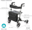 HealthSmart Walker Rollator with Seat and Backrest 501-5012-41001 - Titanium - Like New