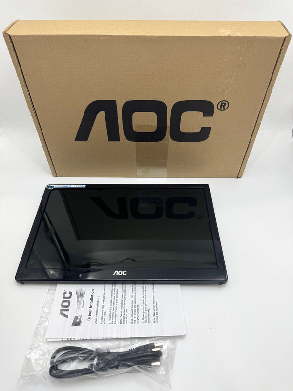 AOC E1659FWU 15.6" Ultra Slim 1366x768 200 Powered Portable LED Monitor - Black - Like New