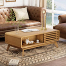 WINDSOR COFFEE TABLE,MID CENTURY MODERN TABLE STORAGE,SLIDING DOOR - OAK - Like New
