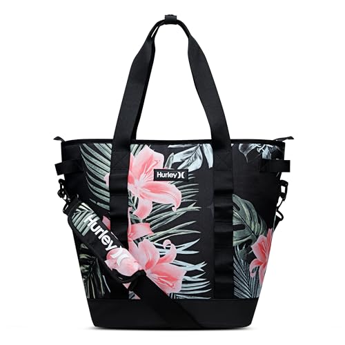 HURLEY COOLER TOTE BAG 19x7x14 - FLORAL/BLACK - Like New